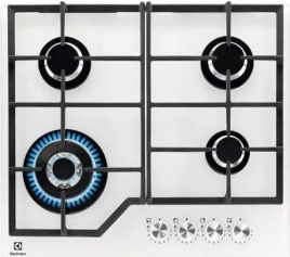 Газовая варочная панель Electrolux KGG64362W 59 см, 4 конфорки электроподжиг газконтроль, белый