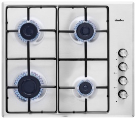 Газовая варочная панель Simfer H 60 Q 40 M 411 60 см, 4 конфорки электроподжиг, серебристый