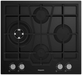 Газовая варочная панель Hotpoint HG 62FD/BK 59 см, 4 конфорки электроподжиг газконтроль, черный