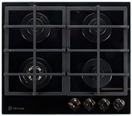 Газовая варочная панель De luxe GG4 750229F-TC-151 58 см, 4 конфорки электроподжиг газконтроль, черный