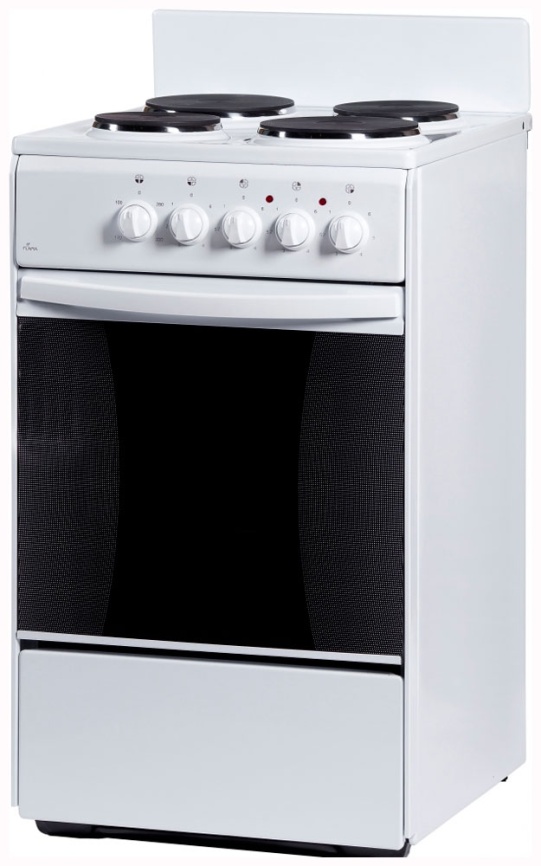 Электроплита Flama AE 1402 W 50 см, 4 конфорки, белый фото 1