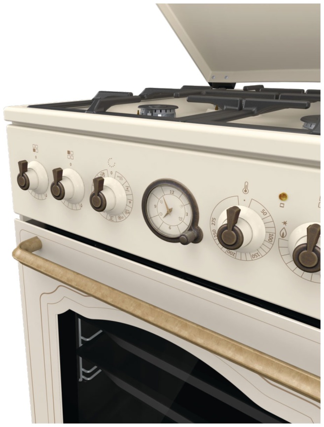 Комбинированная плита Gorenje GKS5B70CLI 50 см, 70 л, 4 конфорки, бежевый фото 7