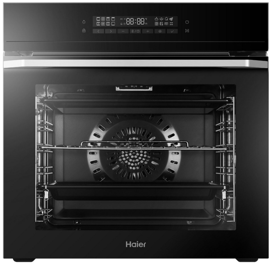 Электрический духовой шкаф Haier HOQ-F5AAGB 59 см, 72 л, гриль и конвекция, черный фото 1
