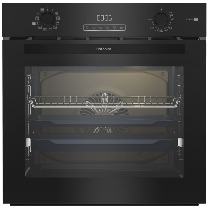 Электрический духовой шкаф Hotpoint HSTF 1231 JSAH BLG 59 см, 72 л, гриль и конвекция, черный фото 1
