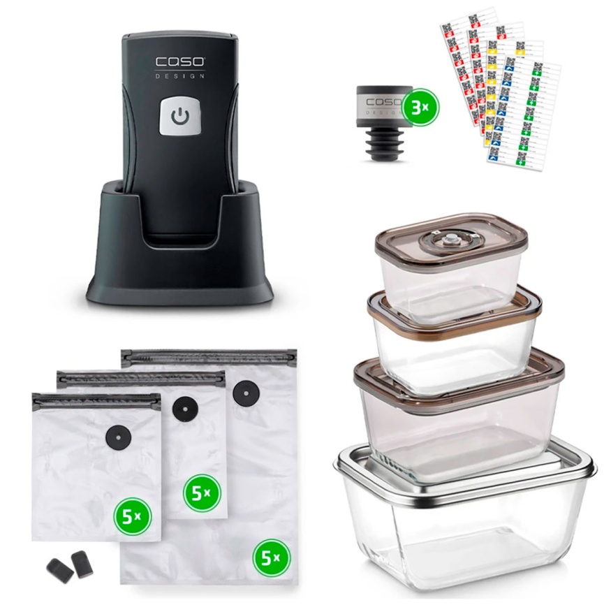 Вакууматор  Caso Vacu OneTouch Pro Set, 12 л/мин, 15 вакуумных пакетов, черный фото 8