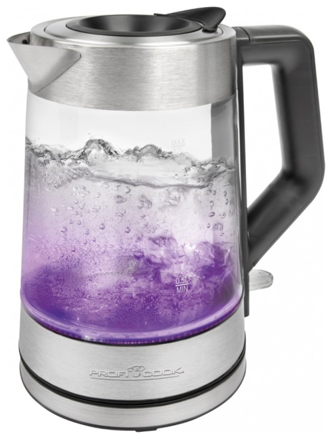 Чайник электрический Profi Cook PC-WKS 1190 G, подсветка, нержавеющая сталь фото 4