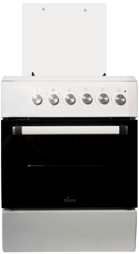 Комбинированная плита Flama FK 1426 W 60 см, 4 конфорки, белый фото 1