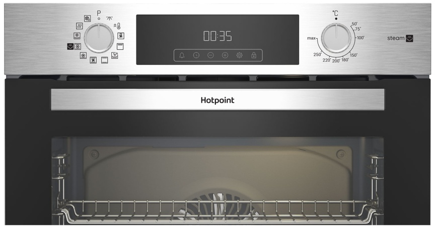 Электрический духовой шкаф Hotpoint HSTF 1231 JSAH IX 59 см, 72 л гриль конвекция, серебристый фото 2