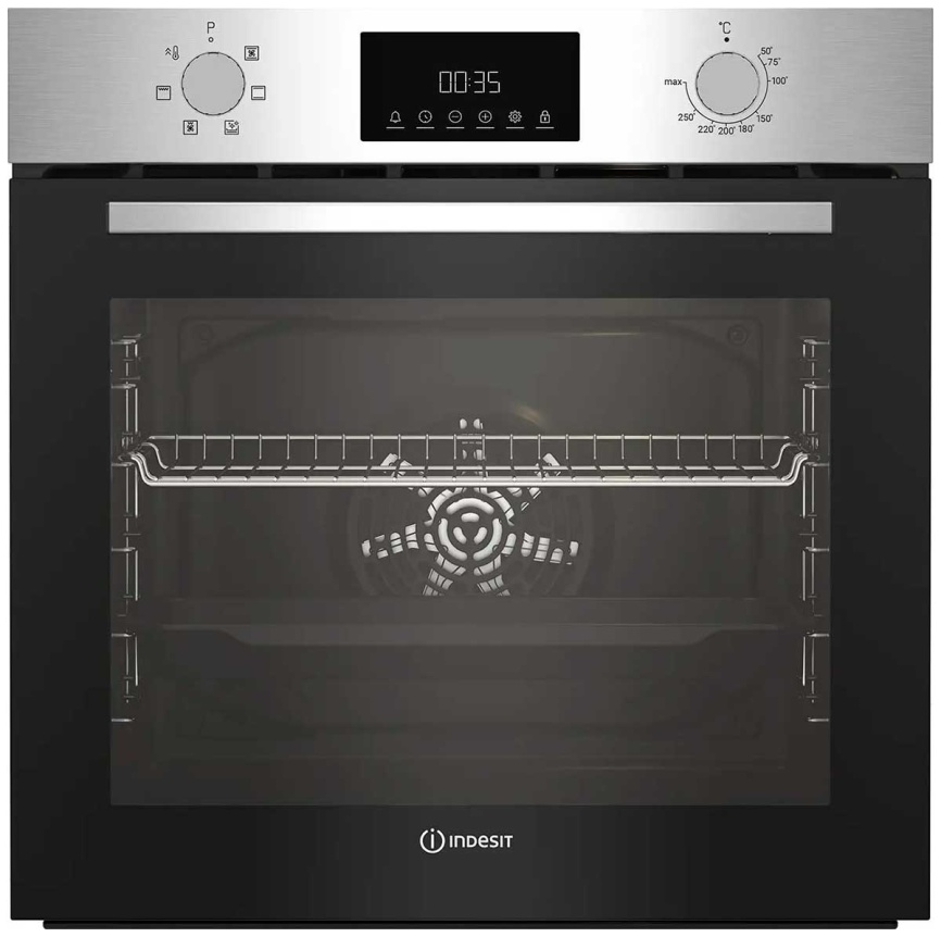 Электрический духовой шкаф Indesit IFE 3644 J IX 59 см, 72 л гриль конвекция, серебристый фото 1