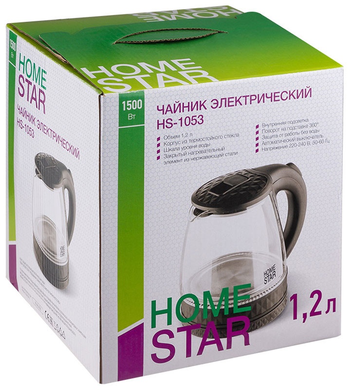Чайник электрический Homestar HS-1053, 1.2 л, черный (106463) фото 5