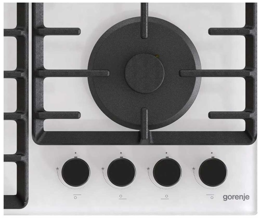 Газовая варочная панель Gorenje GTW642SYW 60 см, 4 конфорки электроподжиг газконтроль, белый фото 6