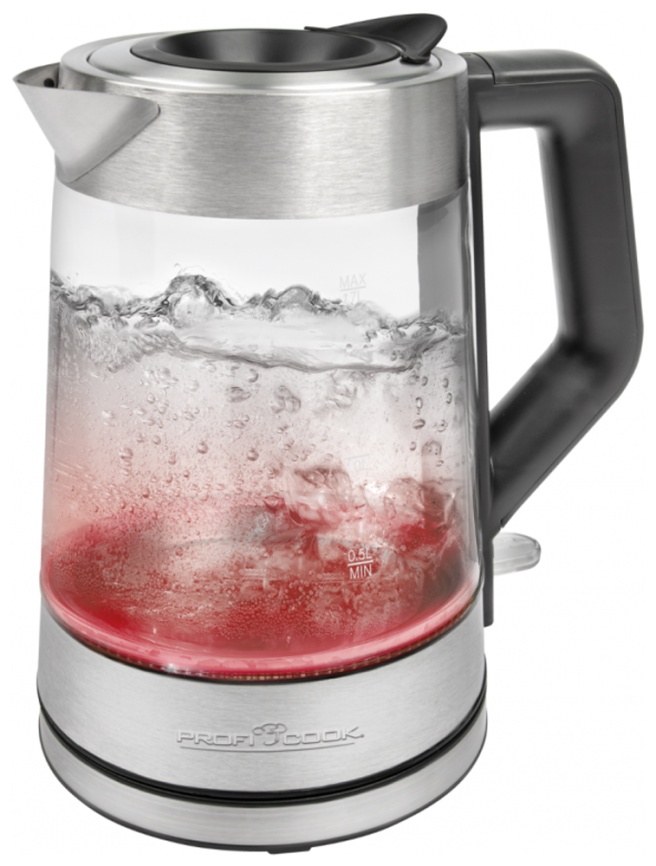 Чайник электрический Profi Cook PC-WKS 1190 G, подсветка, нержавеющая сталь фото 5