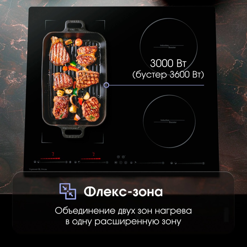 Электрическая варочная панель Zigmund & Shtain CIS 032.60 BX 59 см, 4 конфорки стеклокерамика электроподжиг, черный фото 7