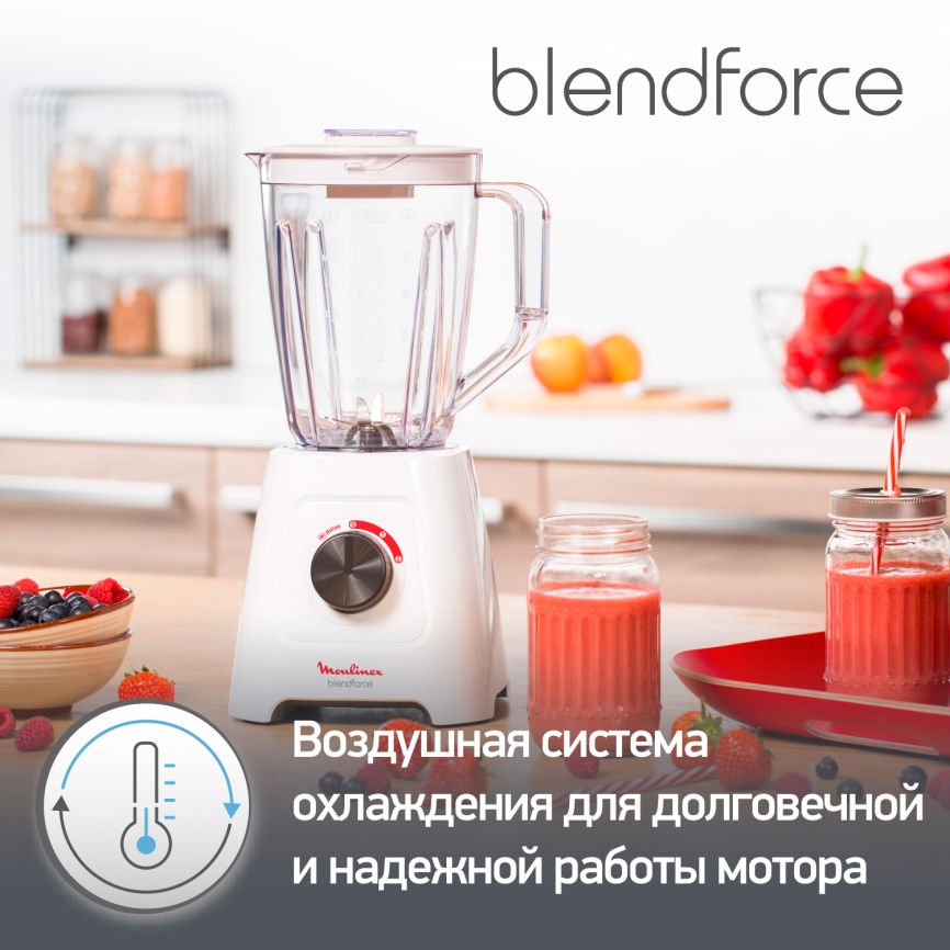 Блендер стационарный Moulinex BlendForce 2 LM420110, белый фото 10