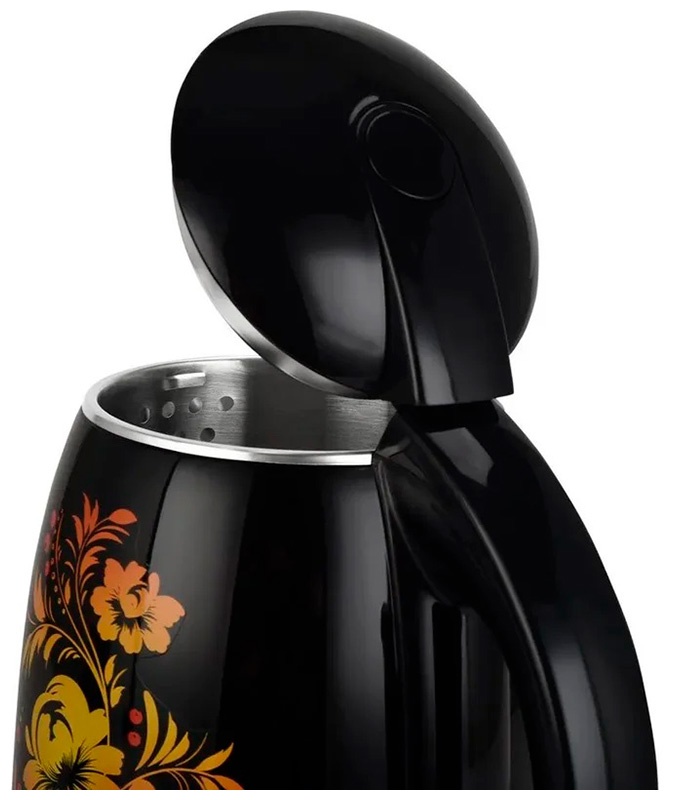 Чайник электрический BQ KT1702P, черный, цветы фото 3