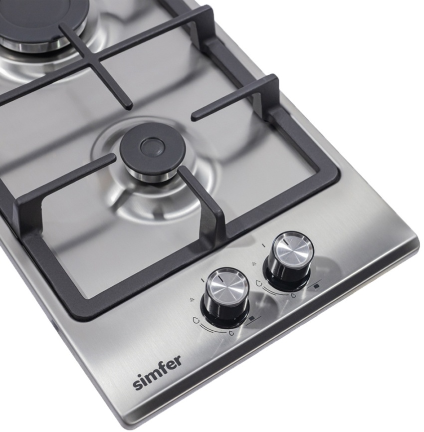 Газовая варочная панель Simfer H30V20M516 30 см, 2 конфорки электроподжиг газконтроль, серебристый фото 6