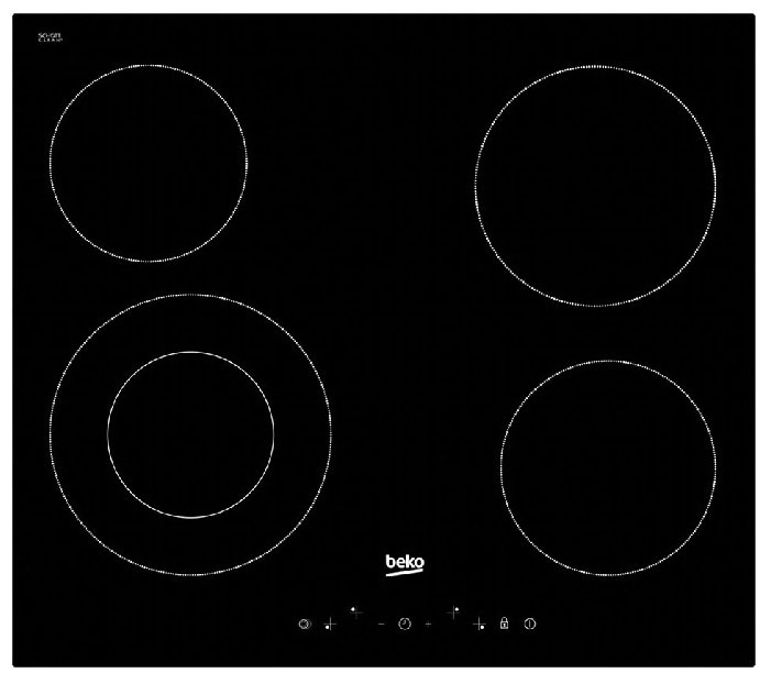 Электрическая варочная панель Beko HIC64402T 58 см, 4 конфорки стеклокерамика электроподжиг, черный фото 1