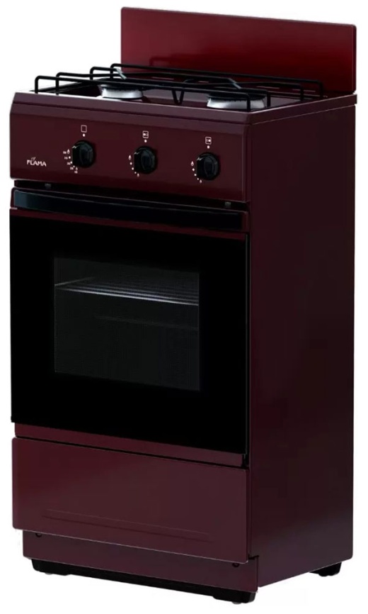 Газовая плита Flama CG 3202 B 50 см, 30 л, 2 конфорки, коричневый фото 1