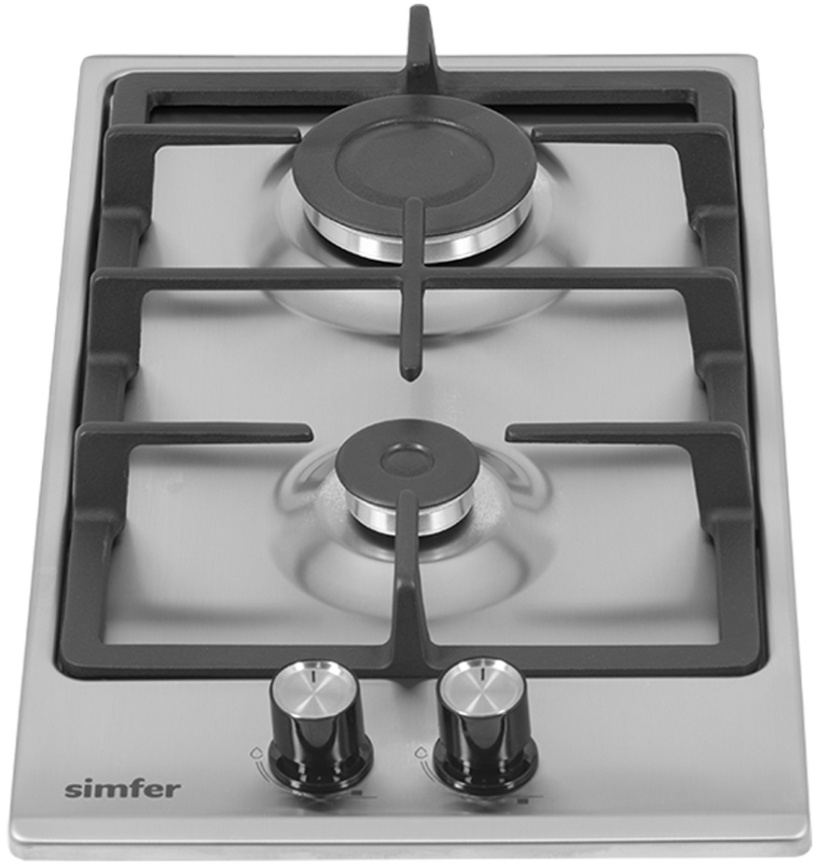 Газовая варочная панель Simfer H30V20M516 30 см, 2 конфорки электроподжиг газконтроль, серебристый фото 5