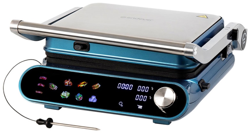 Гриль Endever Grillmaster-255 (90712) серебристый/голубой фото 1
