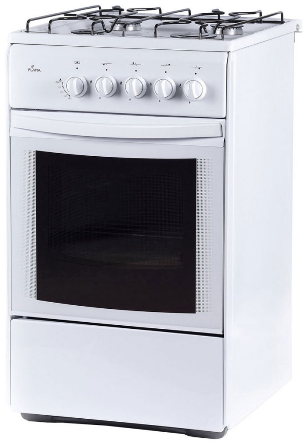 Газовая плита Flama RG 24019 W 50 см, 50 л, 4 конфорки, белый фото 1