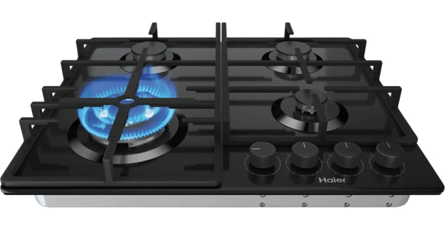 Газовая варочная панель Haier HHQ-G64CTQB 4 конфорки газ-контроль, черный фото 4