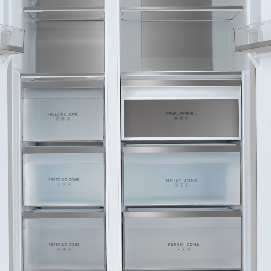 Холодильник Side-by-Side Tesler RSD-537BI SPARKLING WHITE No frost, белый фото 13