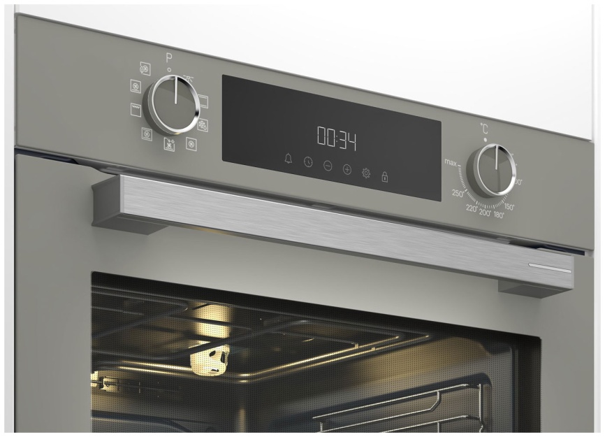 Электрический духовой шкаф Grundig GEBM12300GC 59 см, 72 л гриль конвекция, серый фото 3