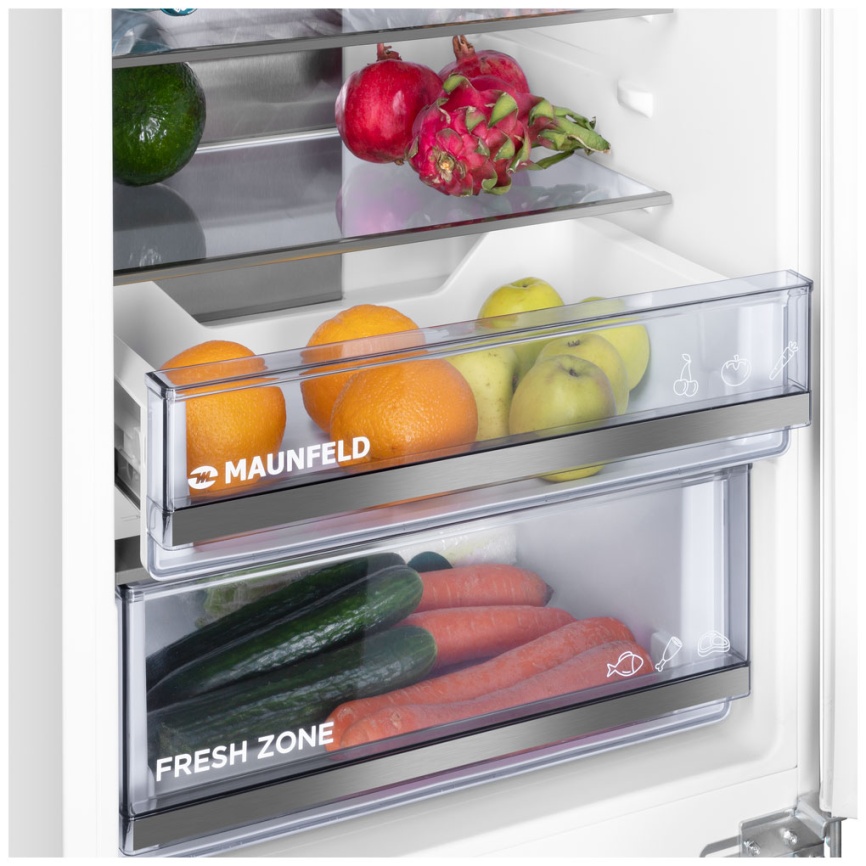 Встраиваемый двухкамерный холодильник Maunfeld MBF19369NFWGR LUX Inverter No frost, белый фото 8