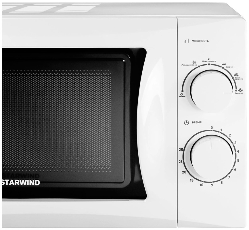 Микроволновая печь - СВЧ Starwind SMW3720, 20 л, 700 Вт, белый фото 5