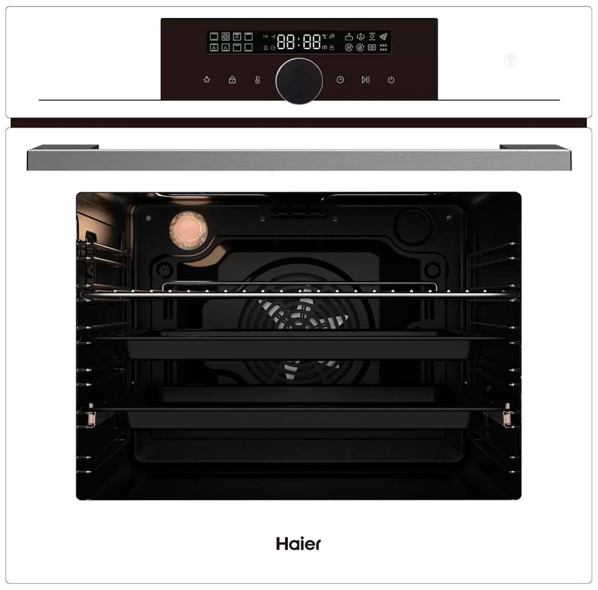Электрический духовой шкаф Haier HOX-FP5RAWB 59 см, 76 л гриль конвекция, белый фото 1