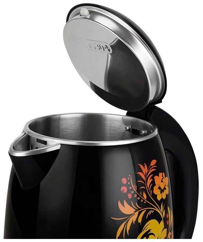 Чайник электрический BQ KT1702P, черный, цветы фото 4