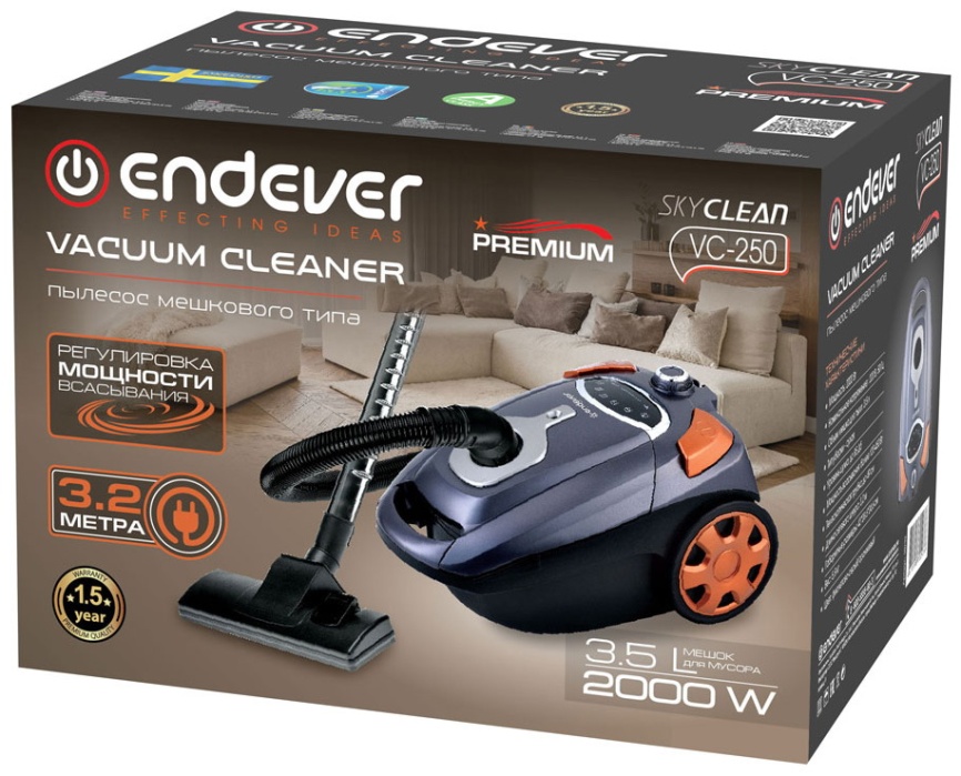 Пылесос напольный Endever SkyClean VC-250 90792 фиолетово-серый фото 8