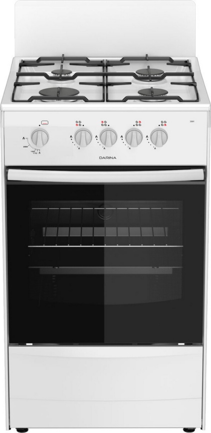 Газовая плита Darina A 3001 W 50 см, 50 л, 4 конфорки, белый фото 1