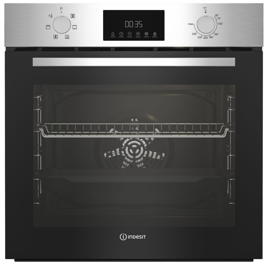 Электрический духовой шкаф Indesit IBFTE 3644 IX 59 см, 72 л гриль конвекция, серебристый фото 1
