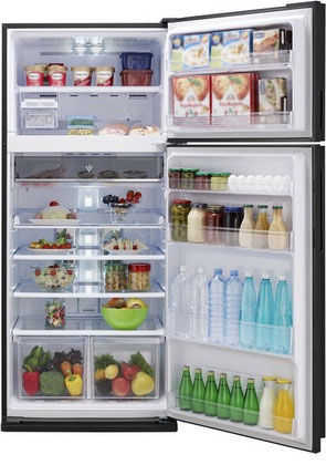 Двухкамерный холодильник Sharp SJ-XE 59 PMBK No frost, черный фото 1