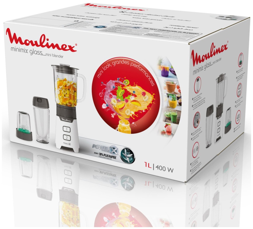 Блендер стационарный Moulinex Minimix Glass LM16L110, белый фото 16