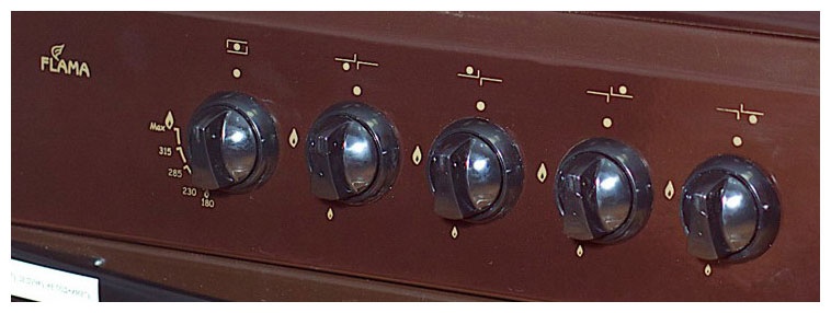 Газовая плита Flama RG 2401 B 50 см, 50 л, 4 конфорки, коричневый фото 1